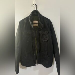 Hollister Co. Jacket Navy Blue Heavy Military Moto Bomber Quilted Liner